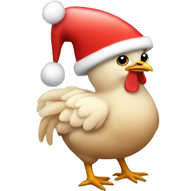 Chicken wearing Christmas hat emoji