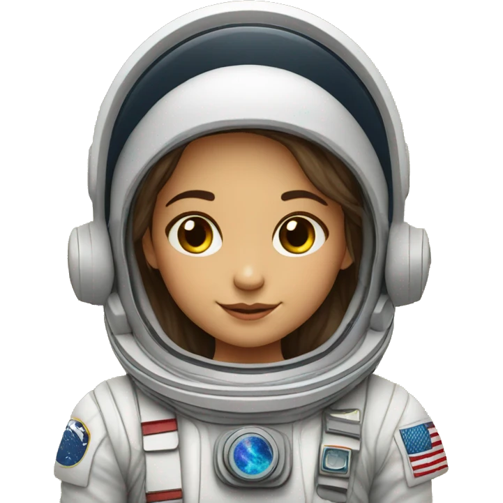 Niña con demasiado pelo astronauta emoji