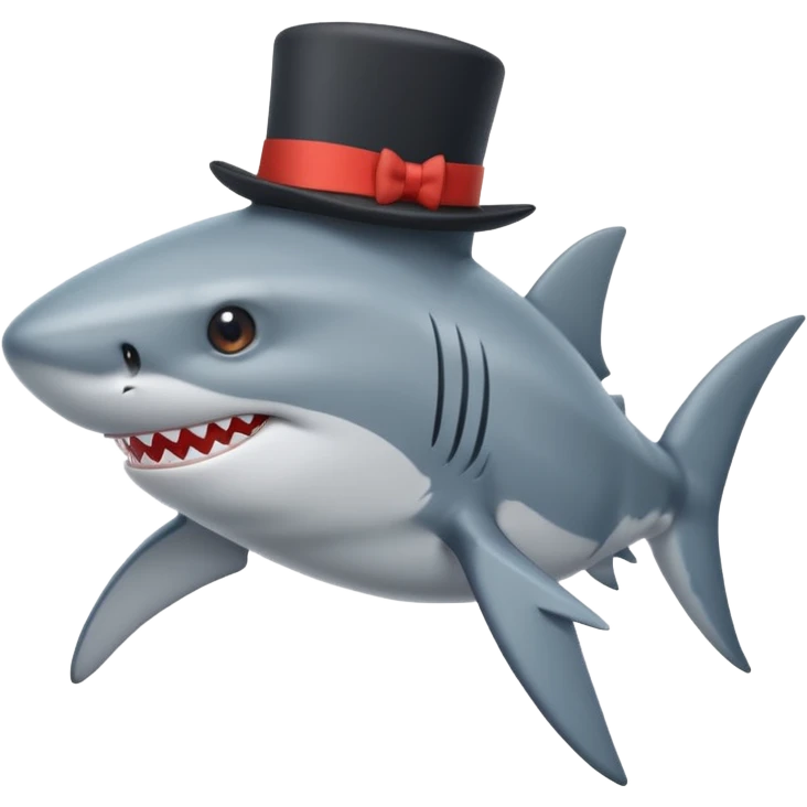Shark with a top hat emoji