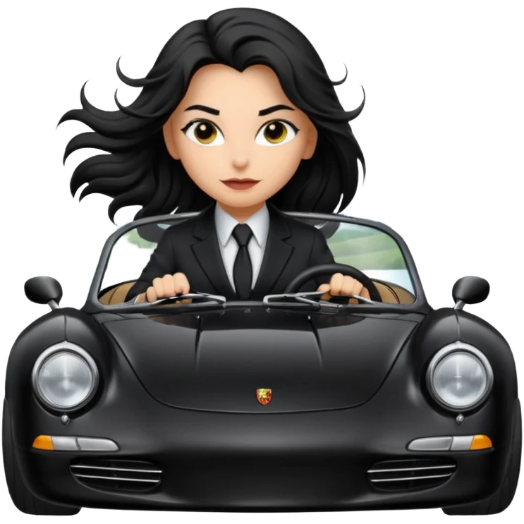 Bat Girl driving her 56 Porsche spider too fast in the country  emoji
