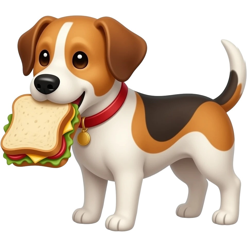 Un chien qui mange un sandwiche emoji