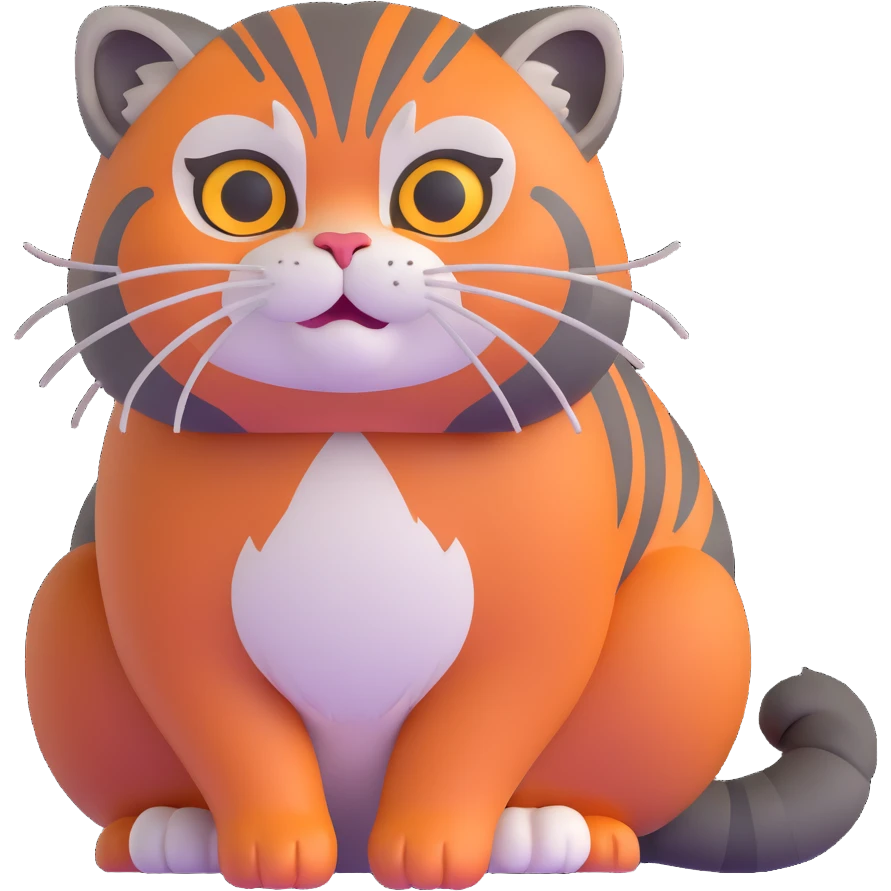 A 3D brown-orange Pallas's cat (Manul) with a royal posture emoji