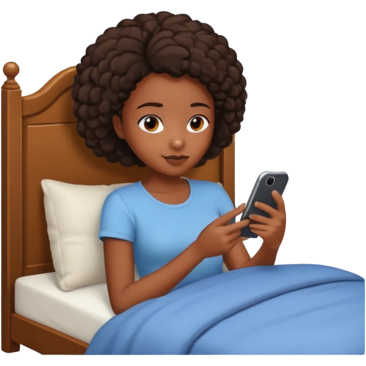 black girl texting on bed emoji