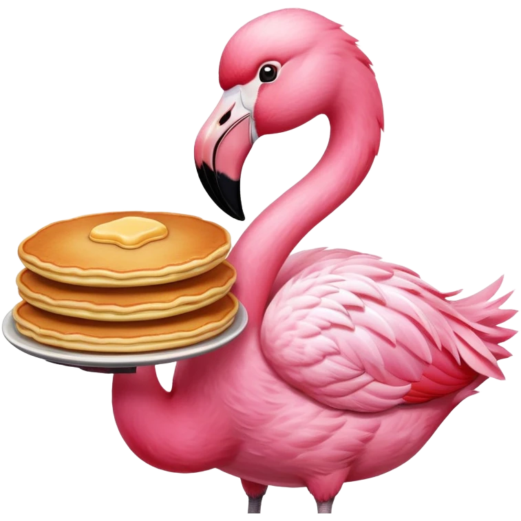 flamingo with a pancake emoji