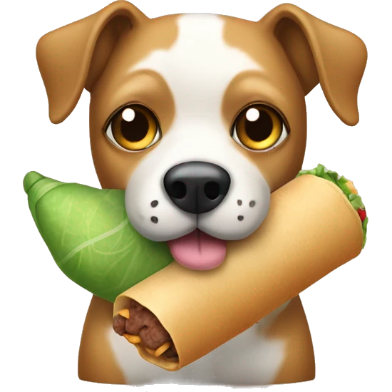dog with monocle holding a stuffed toy burrito emoji