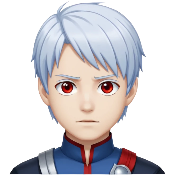 Shoto Todoroki from My Hero Academia with half red half white hair, heterochromia eyes one blue one gray, wearing his hero costume emoji