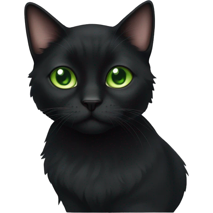 Black haired cat with green eyes peeki emoji