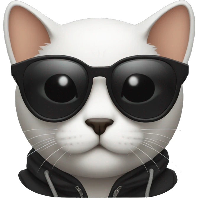 cat with black hoodie and sunglasses  emoji
