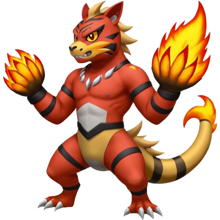 Electabuzz-Incineroar-Blaziken-fusion, full body emoji