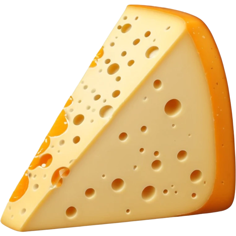 wedge of Saint-Nectaire cheese with soft orange-gray rind, creamy pale yellow interior, smooth and supple paste, small holes, gentle sheen, mottled rind with aging marks, soft lighting, subtle shadows, emoji scale emoji