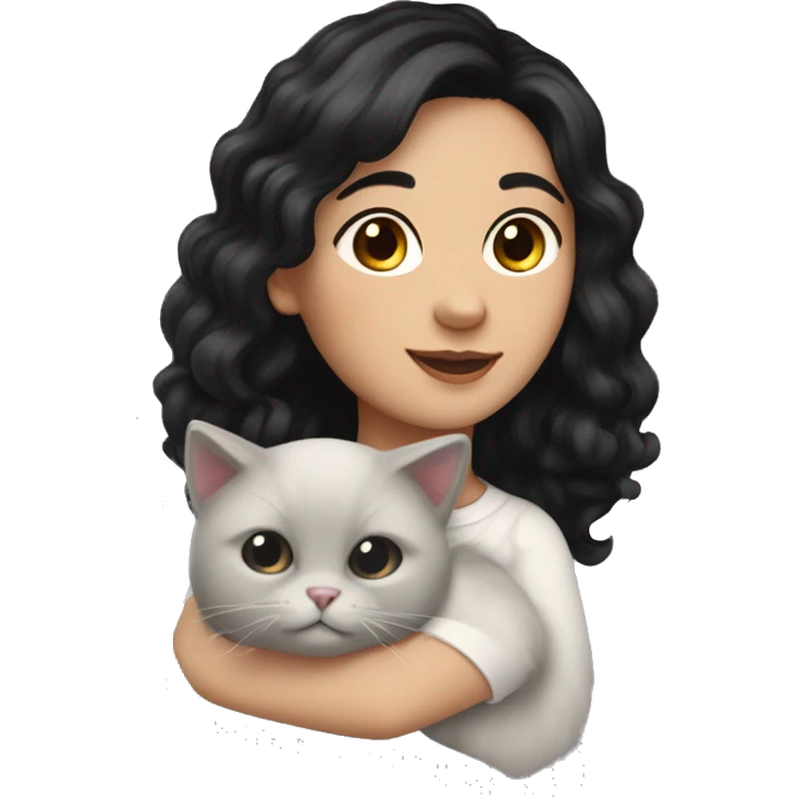 Pretty Romanian woman with loose black hair with fluffy soft cat ears and a fluffy soft tail emoji