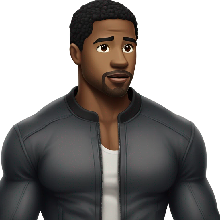 Super gorgeous black man with black hair and a little bit muscular that looks a bit like Micheal b Jordan  emoji