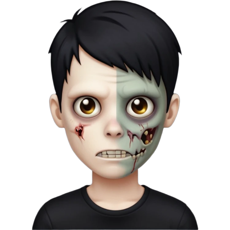 zombie boy with emo black hair and a black shirt emoji