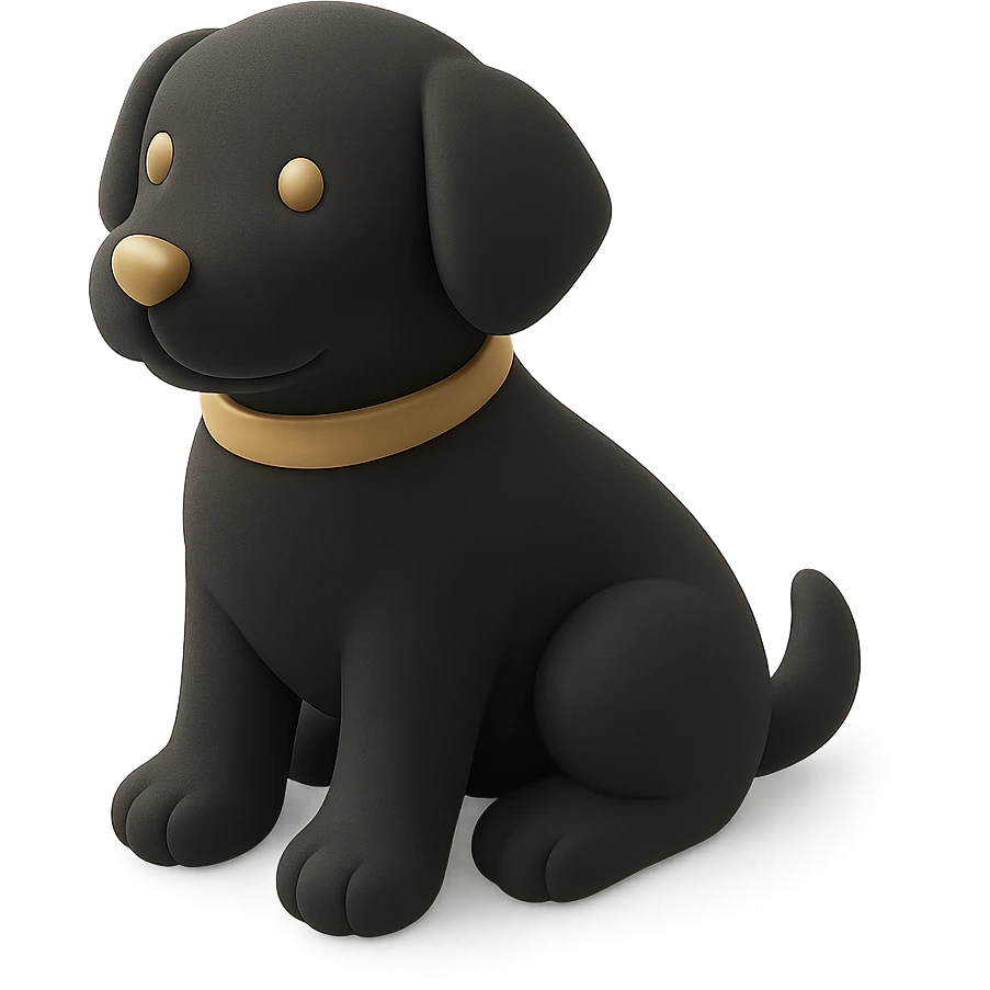 <systemPrompt>
  <style>
    <renderType>3D</renderType>
    <finish>Soft matte</finish>
    <colors>
      <primary>Black</primary>
      <secondary>Antique gold</secondary>
      <background>Pristine white</background>
    </colors>
    <composition>
      <angle>Isometric</angle>
      <shadows>Feathered</shadows>
      <lighting>Ambient glow</lighting>
    </composition>
    <tone>Minimalist</tone>
    <aesthetic>Simple and elegant</aesthetic>
  </style>
</systemPrompt>

{subject} = dog emoji