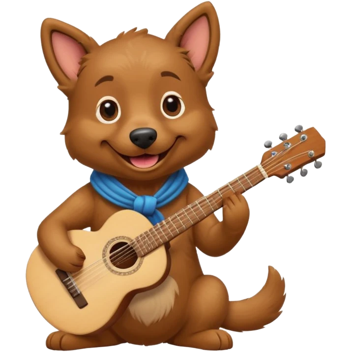 happy dog playing guitar emoji