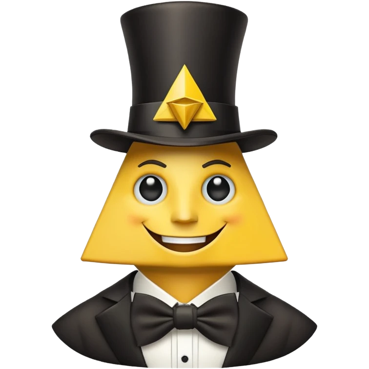 Bill Cipher from Gravity Falls, yellow triangle with top hat and bow tie emoji