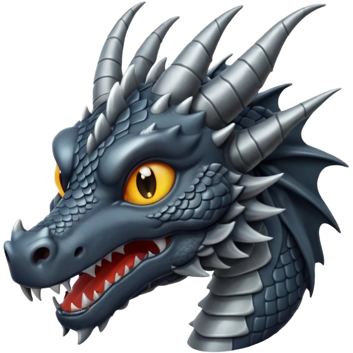 a minimalistic simple dark gray head of a dragon emoji