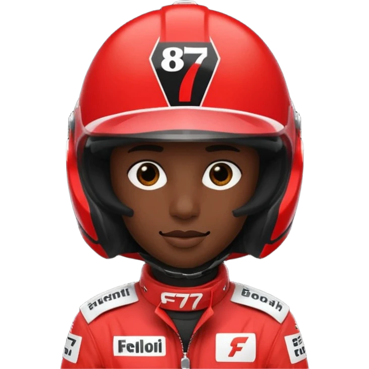 Emoji wearing red f1 helmet saying 8 7 emoji