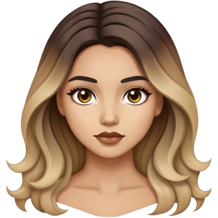 Chica trabajando con cabello balayage y ojos oscuros emoji