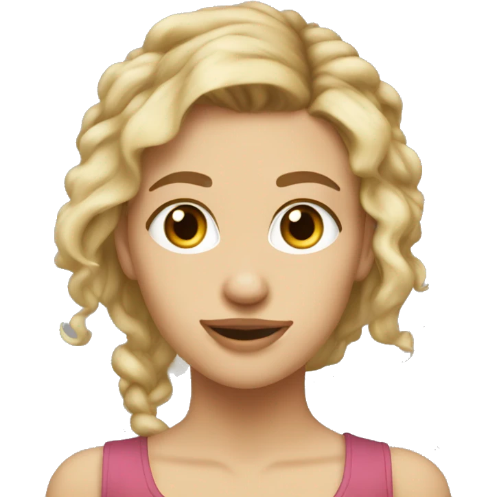 Hazel colored eyed dirty blonde ponytail girl white emoji