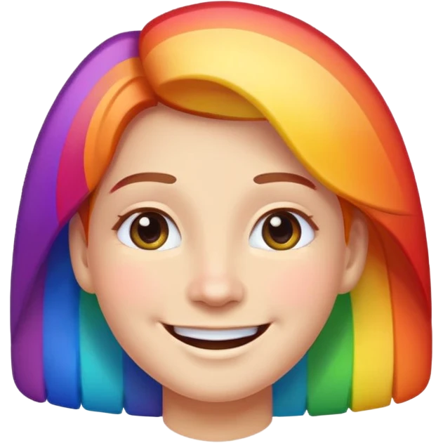 pride character, smiling, rainbow colors, inclusive and joyful vibe, modern Apple emoji style, clean vector look, soft gradients, simple background emoji