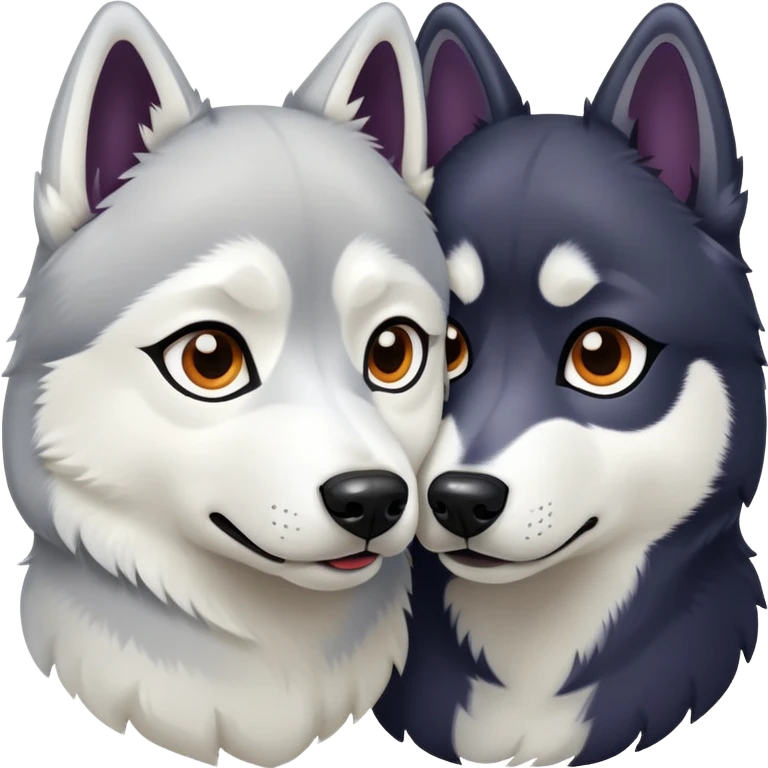 A dark husky and a light husky emoji