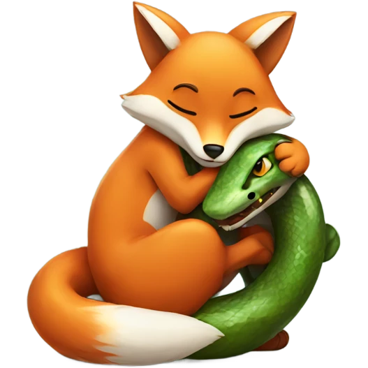 fox hugs snake emoji