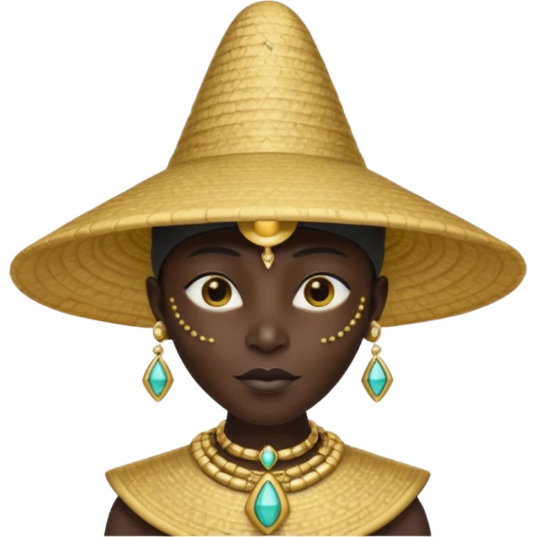 ancient alien with conical hat, black, half body emoji