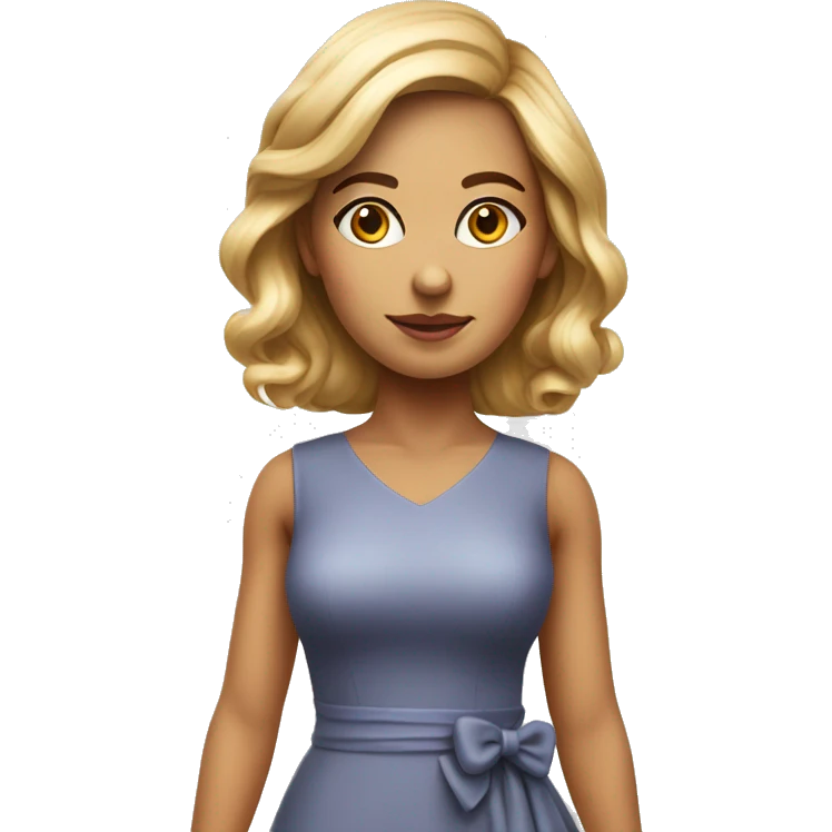 woman years old full length in dress photorealistic serious emoji