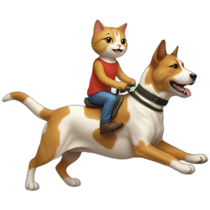 Cat riding dog emoji