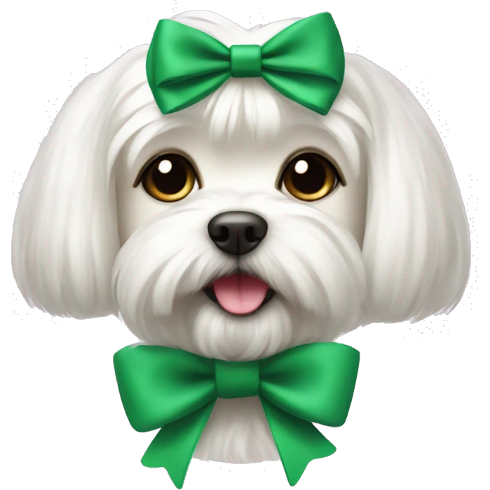 maltese dog with green bow  emoji