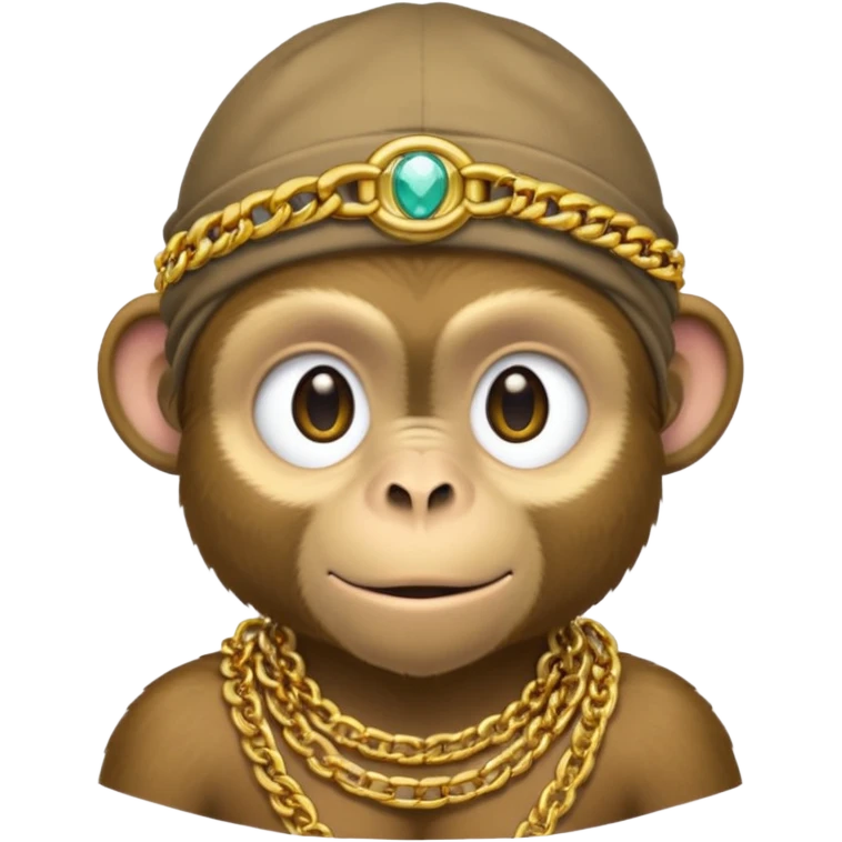 Dark monkey with a dew rag and gold chain and grill emoji