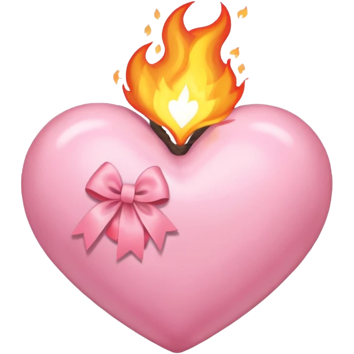 pastel pink heart on fire, with bow wrapped around it emoji