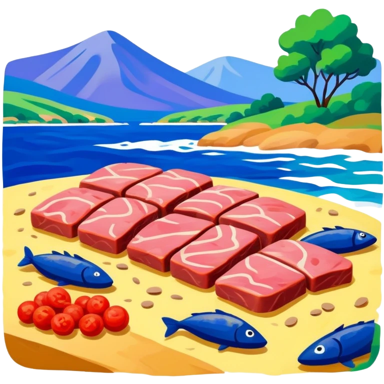 matisse style spam meat landscape emoji