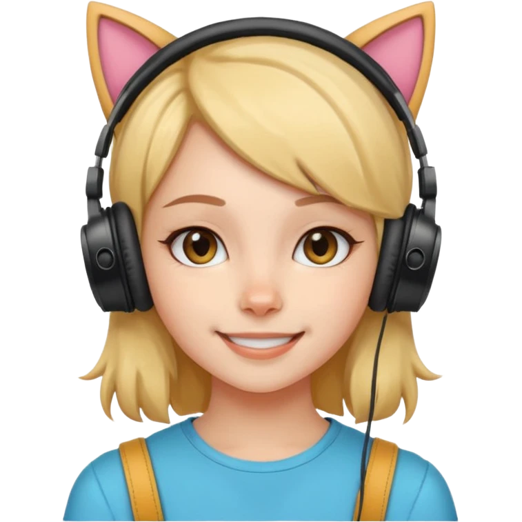 fille avec casque oreille de chat emoji