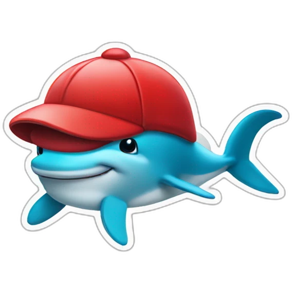 dolphine with red hat emoji