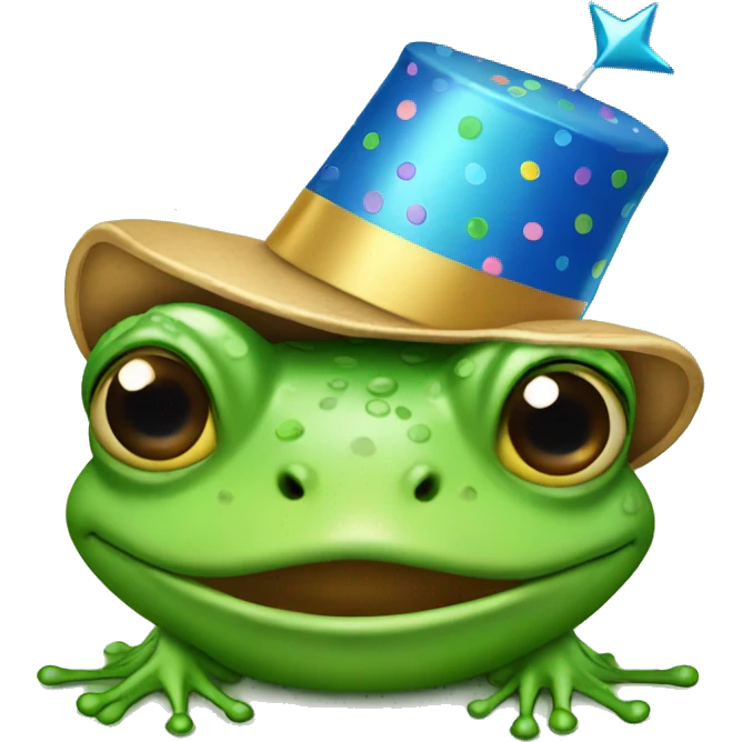 a frog with a birthday hat  emoji