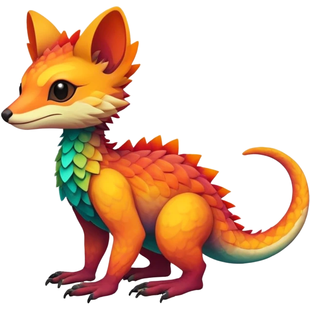 Exotic vibrant lush warm-colored Fakémon-Trico-creature (full body) emoji