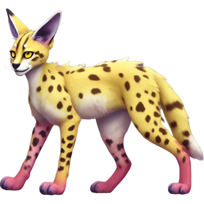 Epic Colorful Sergal-Serval-Vernid full body emoji