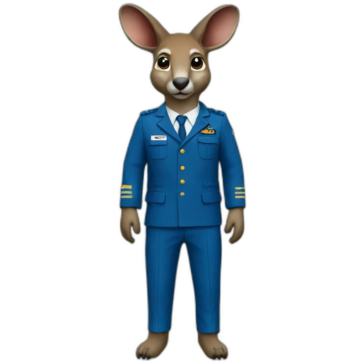Kangaroo pilot long sleeve blue suit emoji