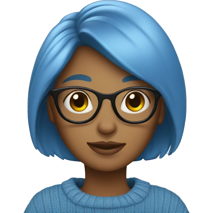 blue sweater girl in glasses emoji