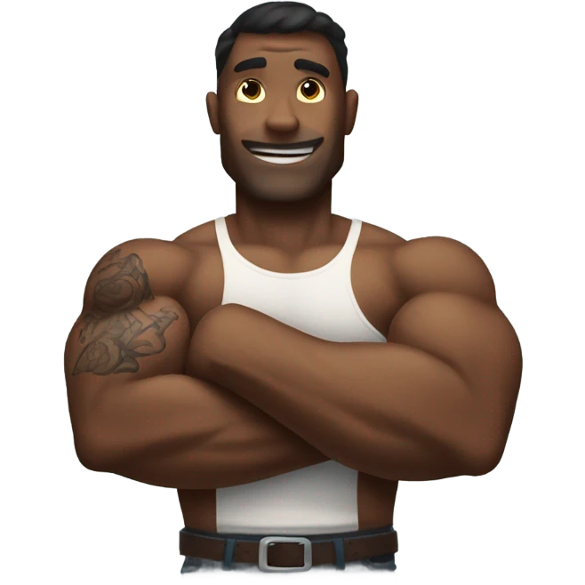 Flexing brown arm with tattoos emoji