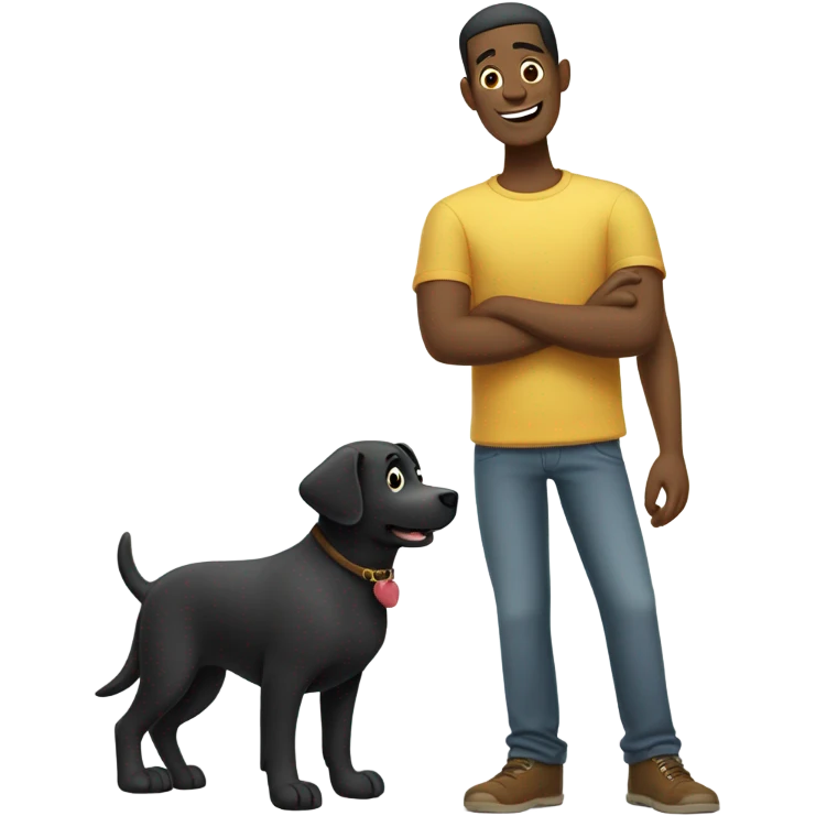 guy cartoon character with a black lab with name Barto emoji