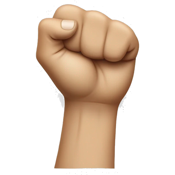 Turkish hand signal that conveys strong rejection, mockery, or disdain. This gesture involves making a fist, with the thumb placed between the index and middle fingers. emoji