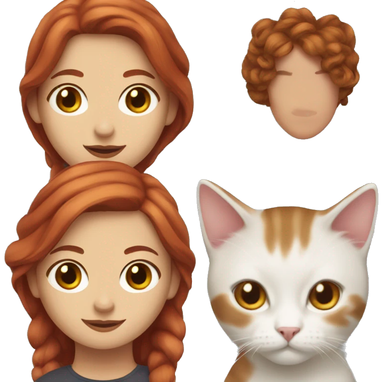 red hair woman with brown eyes, with a ragdoll cat emoji