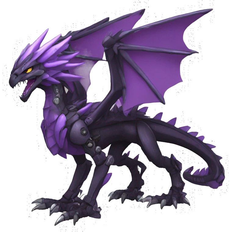  Cool Edgy Black Purple Digimon-Fakemon-Raptor-Dragon-Mecha full body emoji