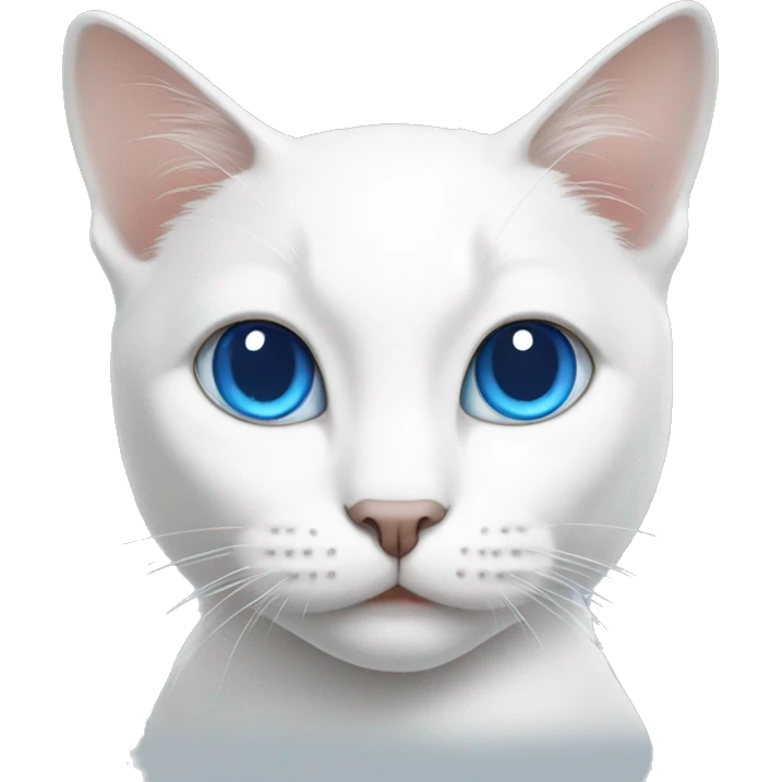 White cat with short ears and blue eyes  emoji