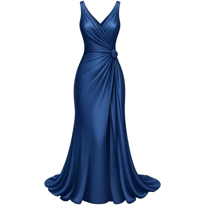 isolated realistic navy blue silk gown, floating isolated emoji