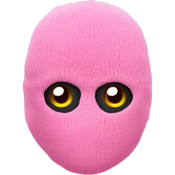 Pink ski mask with emoji eyes emoji