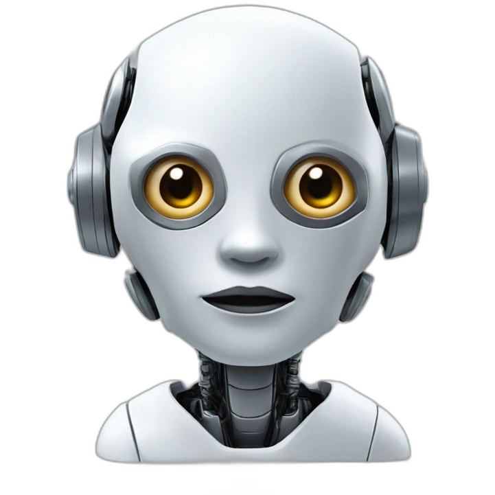 Futurstic robot with human face with skin emoji